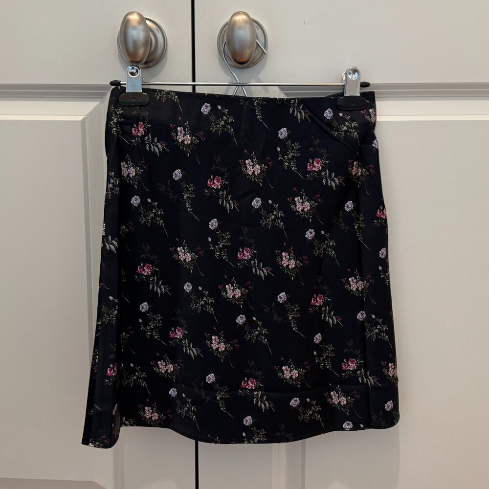 CAMI NYC Aviva Floral-print Stretch-silk Satin Mini Skirt In Black